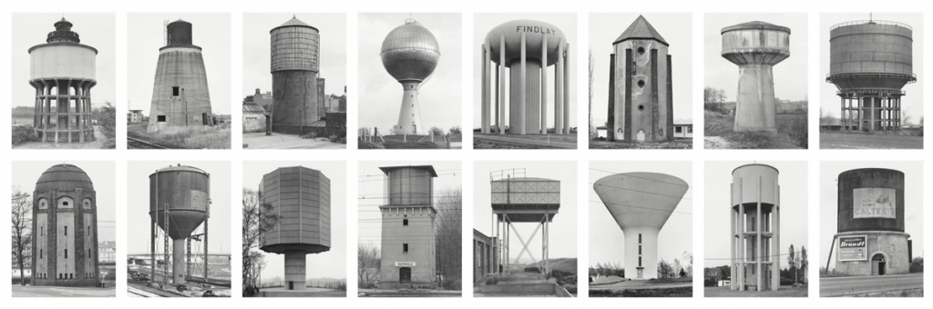Bernd and Hilla Becher, Water Towers (Germany, France, Belgium, United States, and Great Britain), 1963–80; The Metropolitan Museum of Art, New York, Warner Communications Inc. Purchase Fund, 1980 (1980.1074a–p); © Estate Bernd & Hilla Becher, represented by Max Becher