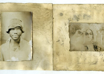 Composit di ritratti su foglia d'oro