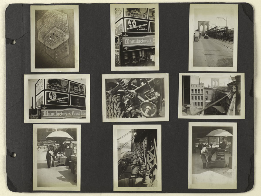 © Berenice Abbott, Album Page: City Hall Park and Brooklyn Bridge Vicinity, Manhattan, 1929
