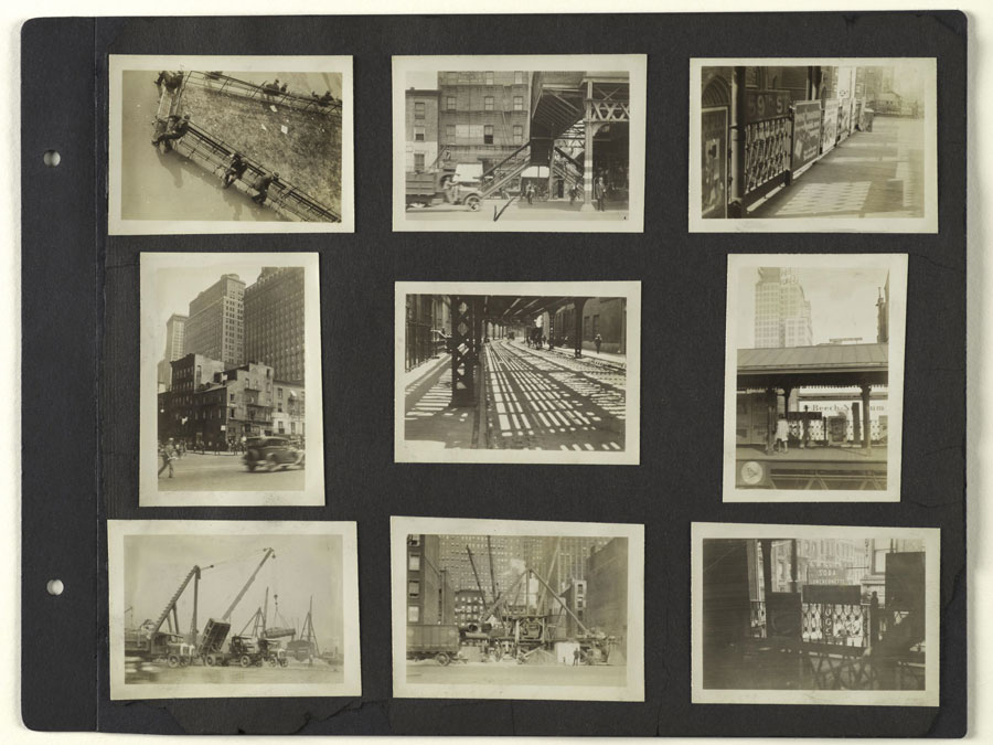 © Berenice Abbott, Album Page: Madison Square Park, Third Avenue and Ninth Avenue Elevated Train Lines, Manhattan, 1929