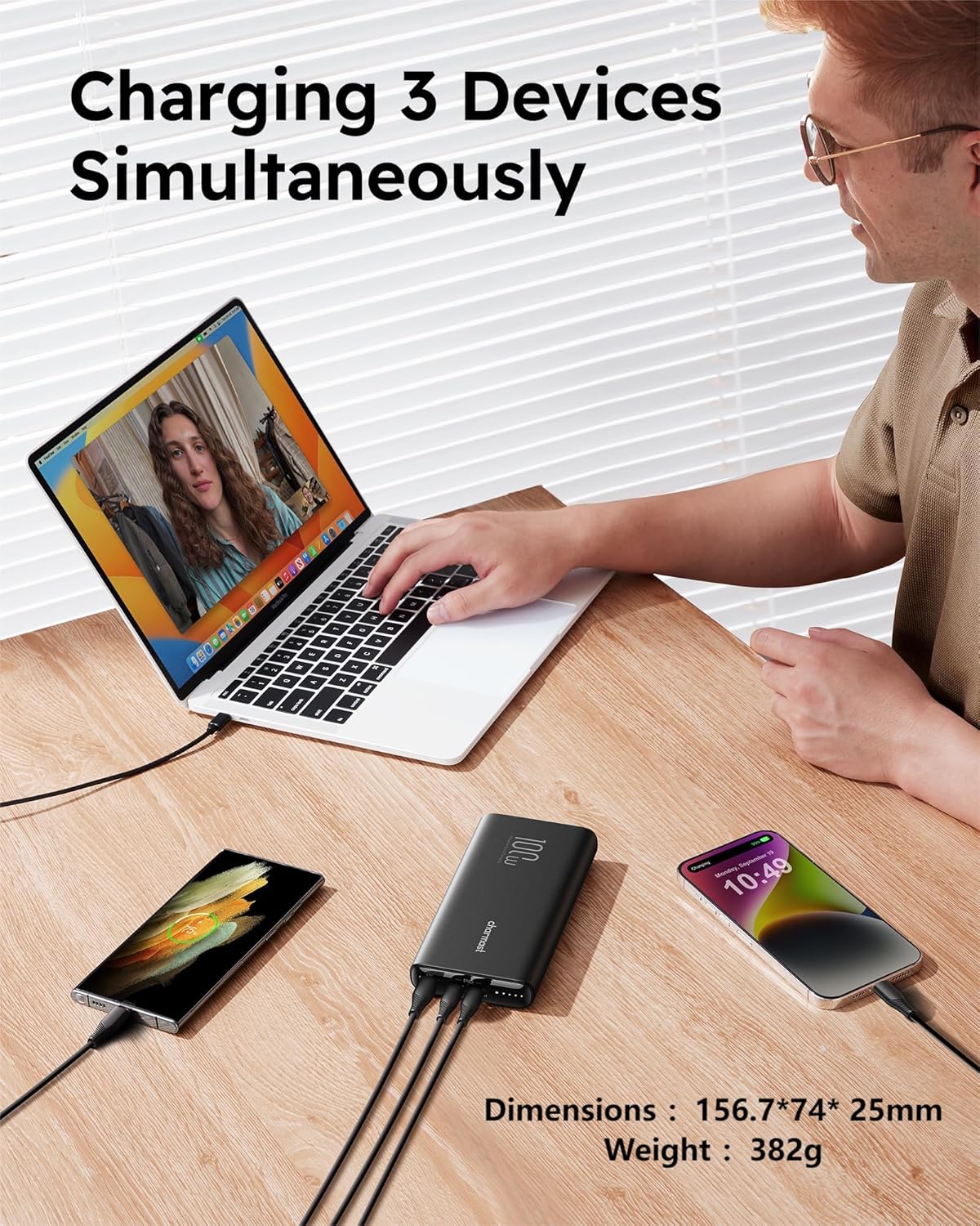 Charmast power bank, 20.000mAh, 100W.