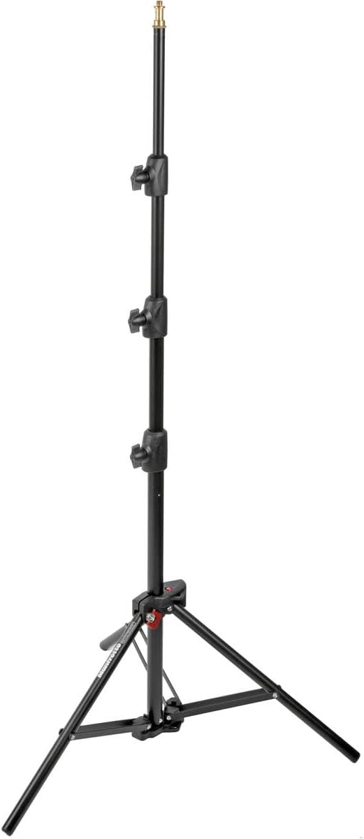 Manfrotto 1051BAC Stativo Serie Babylight con Sistema Pneumatico, 4 Sezioni in Alluminio, Altezza 211 cm, Nero