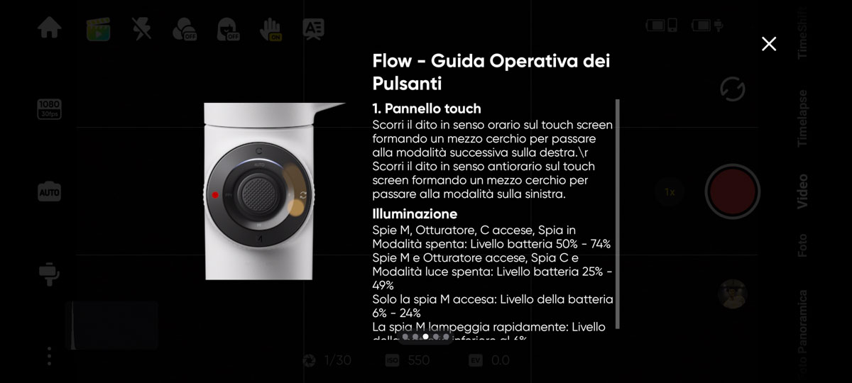 Una guida rapida introduttiva chiarisce il comportamento dei pulsanti e delle ghiere a pressioni singole o multiple.