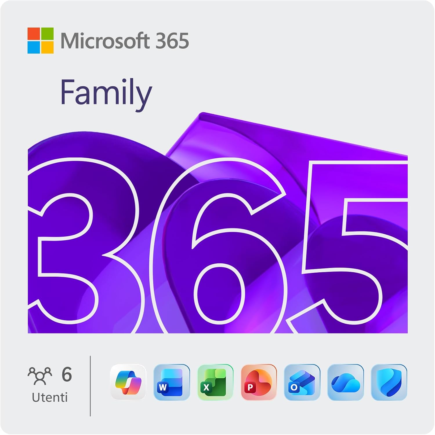 Microsoft 365 Family | 12 mesi | 6 persone | App Office con AI | Fino a 6TB di Spazio di archiviazione OneDrive