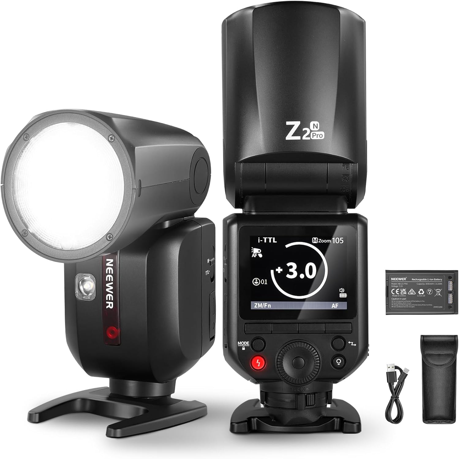 NEEWER Z2PRO-N Flash Speedlite 2.4G TTL TTL a Testa Rotonda Compatibile con Nikon