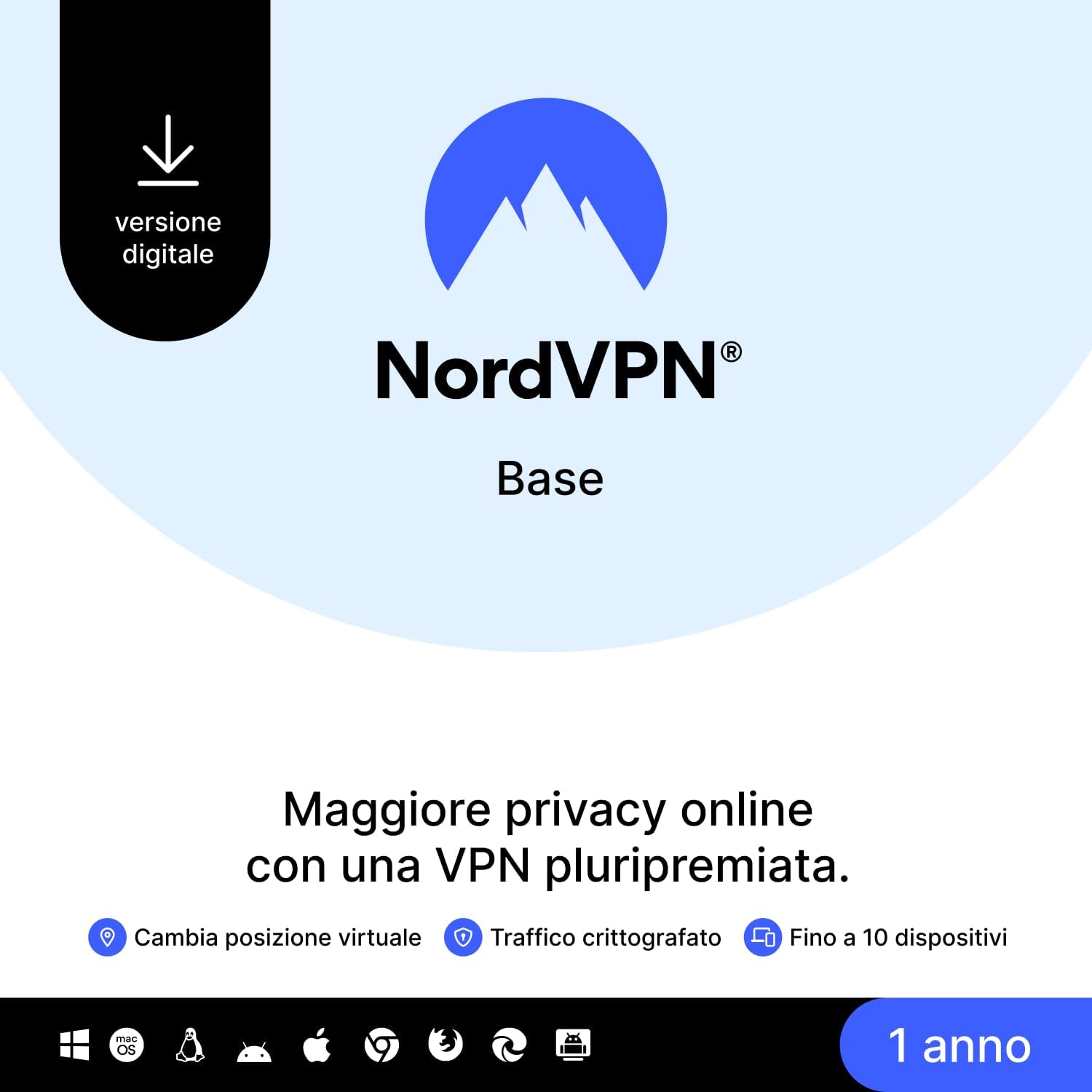 NordVPN Base, 10 Dispositivi, 1-Anno