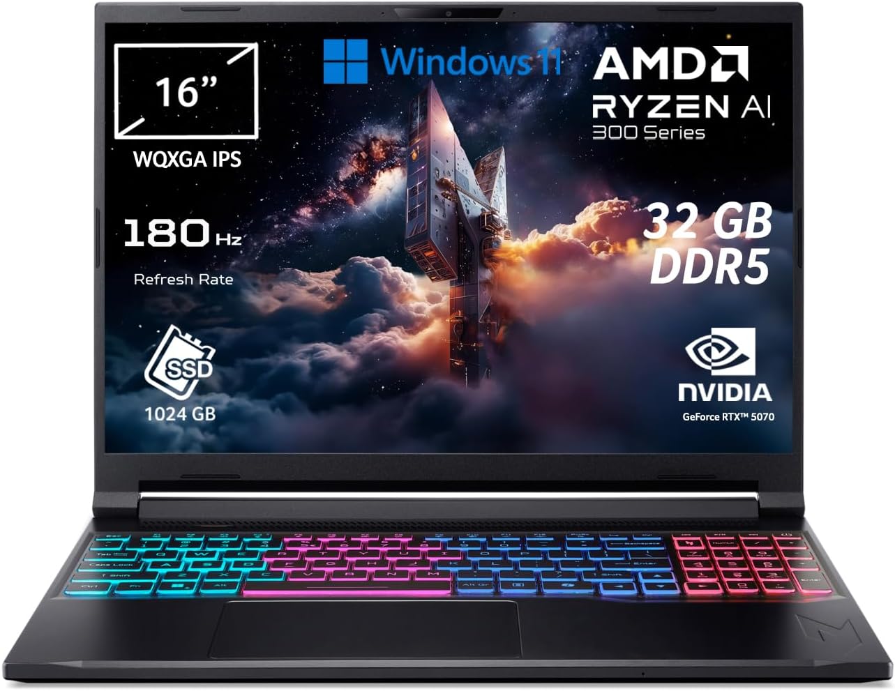 acer Nitro V 16S AI PC Portatile IA | Notebook Gaming| NVIDIA GeForce RTX 5070 8 GB | Ryzen AI 9 365 | Ram 32 GB