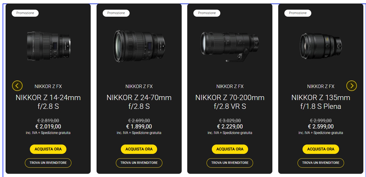Black Friday 2025 Nikon sconti mirrorless full frame e APS-C: 800 euro di sconto su alcune delle ottiche più pregiate​