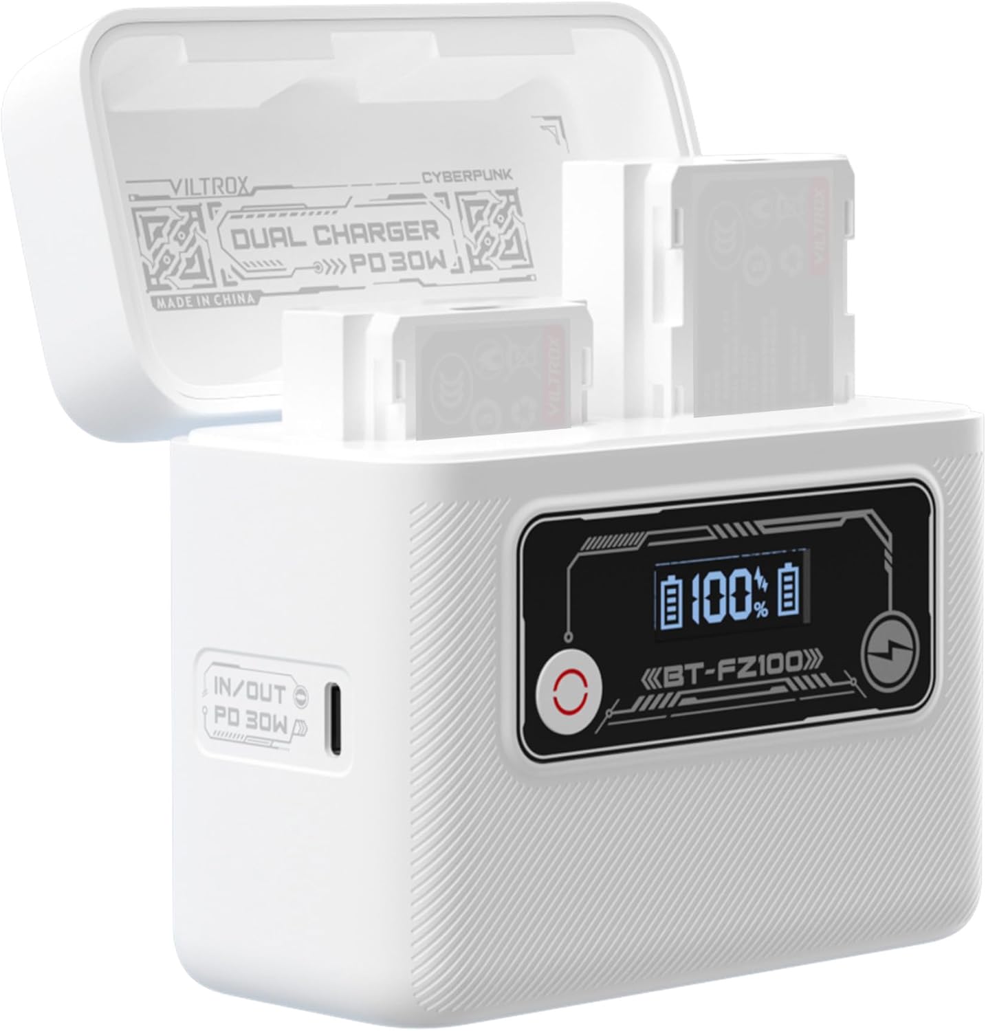 VILTROX NP-FZ100 Caricabatterie e Power Bank per Fotocamera, 5500mAh, Ricarica Rapida 30W USB-C Bidirezionale, Compatibile con Batterie Sony a7 a7II III IV a7R II III IV V a7S a7SII a7SIII a1 ZV-E1