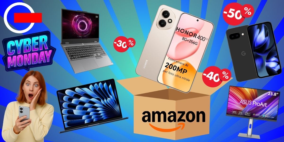 Offerte Amazon Cyber Monday tech smartphone laptop portatili monitor Black Friday 2025