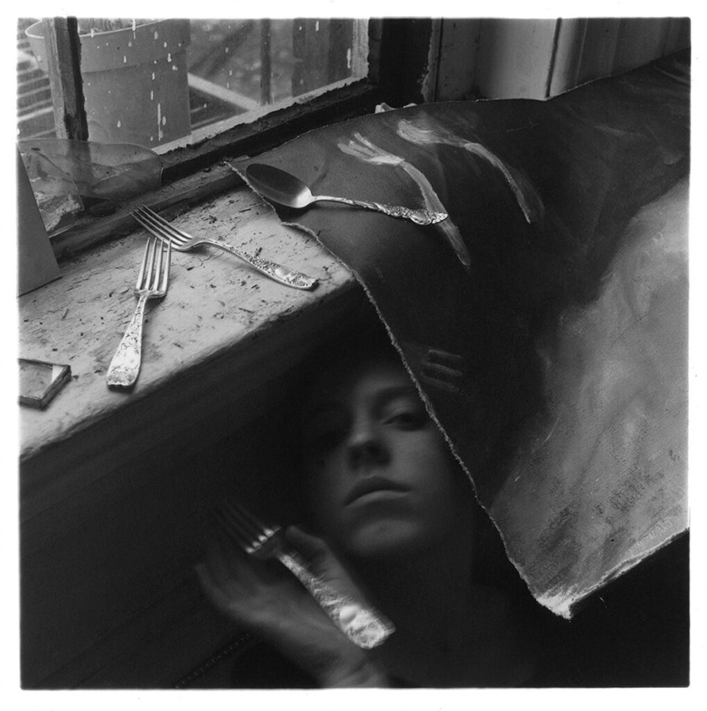 Francesca Woodman, It Must Be Time for Lunch Now, 1976. © Woodman Family Foundation/SIAE, Rome Courtesy the Foundation and Gagosian